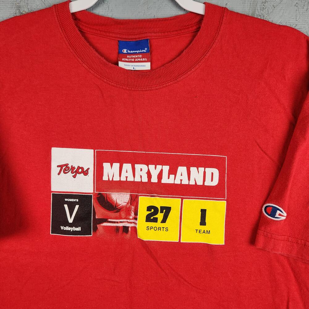 Vintage Maryland Terrapins Shirt Mens Red NCAA College Volleyball University Y2k